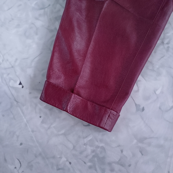 Vintage 90s NANCY HELLER Burgundy Leather Pants - Picture 4 of 14